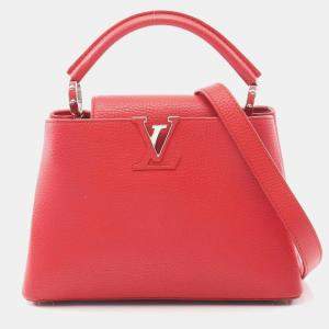 Pre Owned Louis Vuitton Capucines Bb Ruby Handbag Leather Red