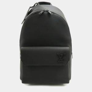 Pre Owned Louis Vuitton Lv Aerogram Takeoff Backpack/Daypack In Grained Leather Noir And Black