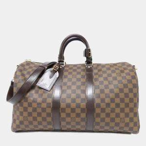 Pre Owned Louis Vuitton Damier Keepall Bandouliere 45Cm Boston Bag