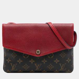 Pre Owned Louis Vuitton Brown Red Monogram Twice