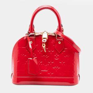 Pre Owned Louis Vuitton Red Monogram Vernis Alma BB