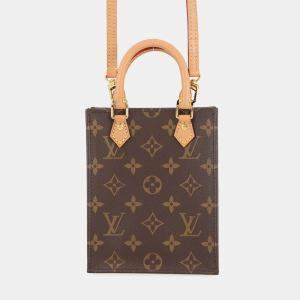 Pre Owned Louis Vuitton Petit Sac Plat Brown Monogram