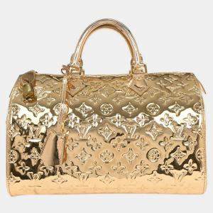 Pre Owned Louis Vuitton Gold Monogram Miroir Speedy 30 Handbag