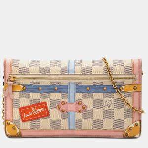 Pre Owned Louis Vuitton White Damier Azur Summer Trunks Pochette Weekend