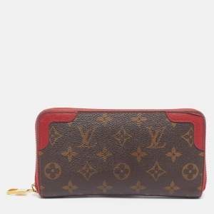Pre Owned Louis Vuitton Retiro Zippy Cherry Monogram Canvas Wallet
