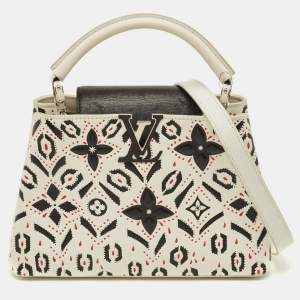 مملوكة مسبقًا Louis Vuitton Capucines BB Flower Motif White/Black Leather Bag