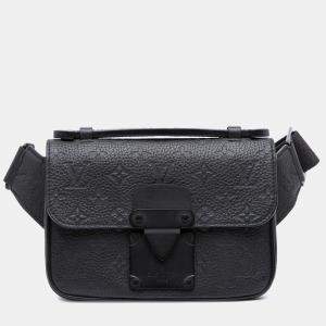 Pre Owned Louis Vuitton Black Monogram Taurillon S Lock Sling Bag