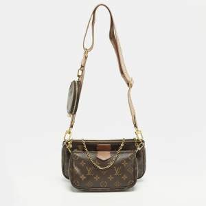 Pre Owned Louis Vuitton Multi-Pochette Accessories Rose Ballerine Monogram Canvas Bag