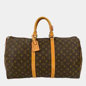 Pre Owned Louis Vuitton Brown Monogram Keepall 50