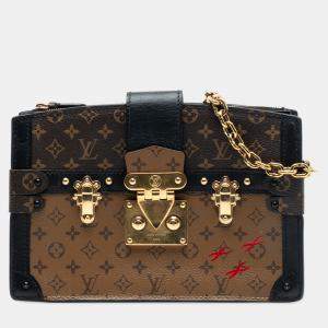 Pre Owned Louis Vuitton Black Brown Monogram Reverse Trunk Clutch