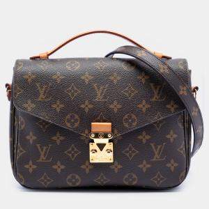 Pre Owned Louis Vuitton Brown Monogram Pochette Metis