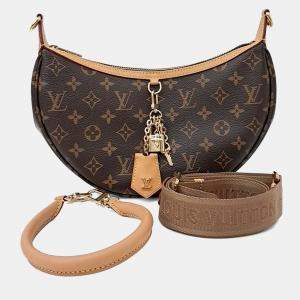 Pre Owned Louis Vuitton Brown Leather and PVC Monogram Looping NM