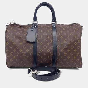 مملوكة مسبقًا Louis Vuitton Brown Coated Canvas and Leather Makassar Bandoulière Keepall 45