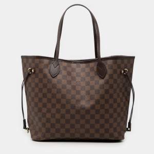 Pre Owned Louis Vuitton Brown Damier Ebene Neverfull MM