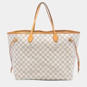 Pre Owned Louis Vuitton White Damier Azur Neverfull GM