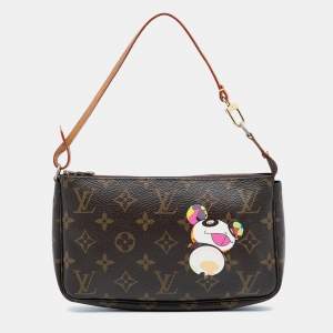 Pre Owned Louis Vuitton Brown Takashi Murakami Monogram Panda Pochette Accessoires