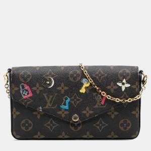Pre Owned Louis Vuitton Brown Monogram Love Lock Pochette Felicie