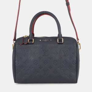 Pre Owned Louis Vuitton Speedy Bandouliere Marine Rouge Monogram Empreinte Leather Size 25