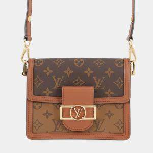 Pre Owned Louis Vuitton Dauphine Mini Noir Monogram Reverse Canvas Size Mini