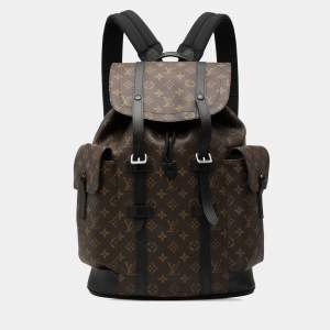 Pre Owned Louis Vuitton Brown Monogram Macassar Christopher Backpack MM