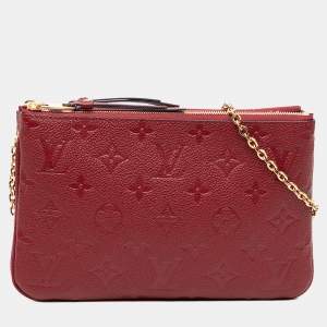 Pre Owned Louis Vuitton Red Monogram Empreinte Double Zip Pochette
