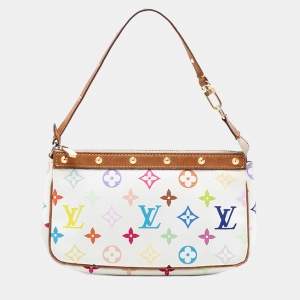 Pre Owned Louis Vuitton White Monogram Multicolore Pochette Accessoires