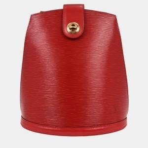Pre Owned Louis Vuitton Red Epi Cluny Shoulder Bag