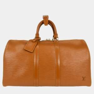 Pre Owned Louis Vuitton Keepall 45 Brown Epi Leather Duffel Bag