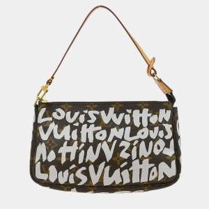 Pre Owned Louis Vuitton White Graffiti Pochette Accessoires Handbag
