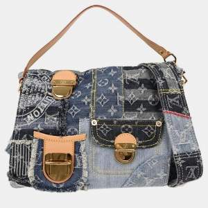 Pre Owned Louis Vuitton Monogram Denim Patchwork Postie 2way Handbag