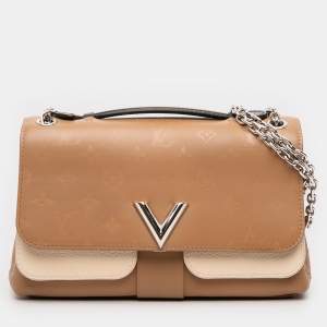 مملوكة مسبقًا Louis Vuitton Brown Bicolor Monogram Cuir Plume Ecume Very Chain Bag