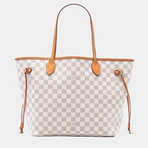 مملوكة مسبقًا Louis Vuitton White Damier Azur Neverfull MM