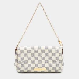 مملوكة مسبقًا Louis Vuitton White Damier Azur Favorite PM