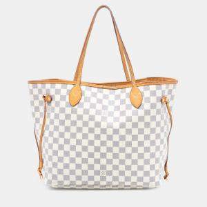 مملوكة مسبقًا Louis Vuitton White Damier Azur Neverfull MM