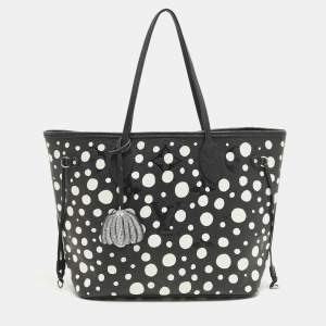 مملوكة مسبقًا Louis Vuitton X Yayoi Kusama Neverfull MM Black/White Monogram Empreinte Leather Bag