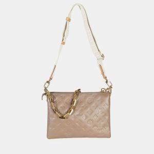 مملوكة مسبقًا Louis Vuitton Taupe Monogram Embossed Lambskin Coussin PM