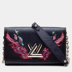 مملوكة مسبقًا Louis Vuitton Blue Epi Sequin Flames Twist Chain Wallet