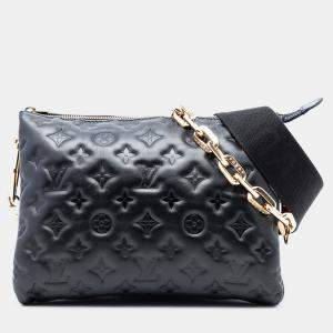 مملوكة مسبقًا Louis Vuitton Black Monogram Embossed Puffy Lambskin Coussin PM