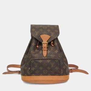 Pre Owned Louis Vuitton Monogram Montsouris MM Backpack Brown