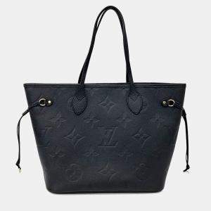 Pre Owned Louis Vuitton Black Leather Empreinte Neverfull MM