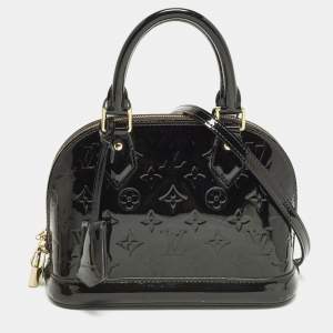 Pre Owned Louis Vuitton Alma BB Black Magnetique Monogram Vernis Bag