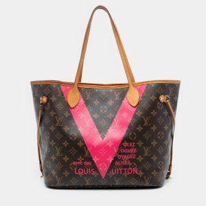 Pre Owned Louis Vuitton Brown Monogram V Neverfull MM