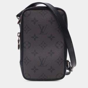 Pre Owned Louis Vuitton Black Monogram Eclipse Reverse Double Phone Pouch