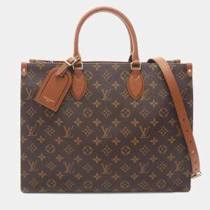 Pre Owned Louis Vuitton On The Go Organizer Tote Bag Coated Canvas And Leather Monogram Brown