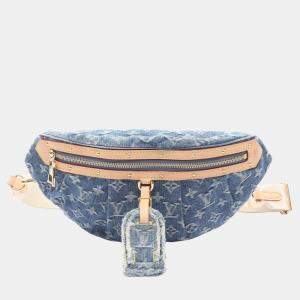 Pre Owned Louis Vuitton High-Rise Waist Bag/Body Bag In Monogram Denim And Leather Navy Blue