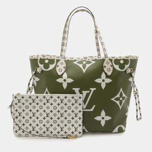 مملوكة مسبقًا Louis Vuitton Monogram Giant Neverfull Mm Tote Bag/Shoulder Bag Khaki/Beige