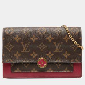 Pre Owned Louis Vuitton Brown Monogram Flore Wallet On Chain