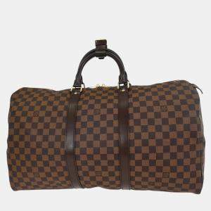 Pre Owned Louis Vuitton Damier Keepall 50 Travel Duffle Handbag