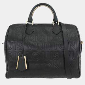 Pre Owned Louis Vuitton Black Leather Paris Speedy Cube Handbag