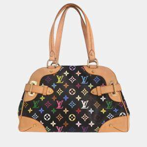 Pre Owned Louis Vuitton Black Monogram Multicolor Claudia Handbag